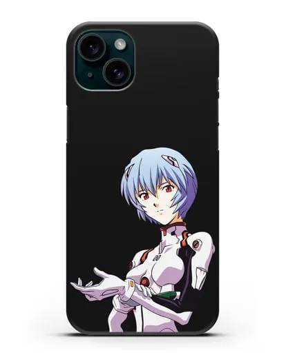 Чехол аниме Евангелион - Рей пилотирующая Еву силиконовый для iPhone 15 Plus