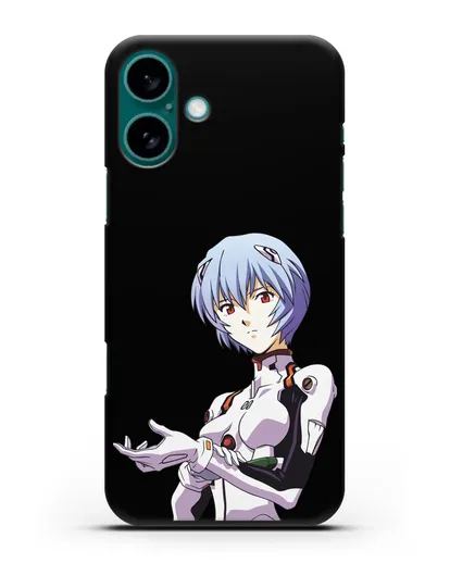 Чехол аниме Евангелион - Рей пилотирующая Еву силиконовый для iPhone 16 Plus