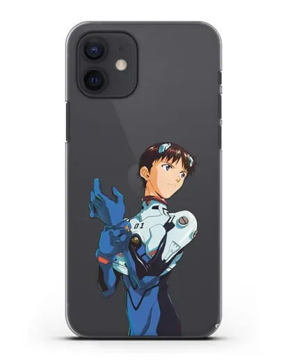 Чехол аниме Евангелион - Синдзи силиконовый для iPhone 12
