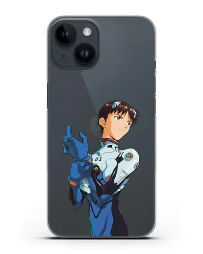 Чехол аниме Евангелион - Синдзи силиконовый для iPhone 14