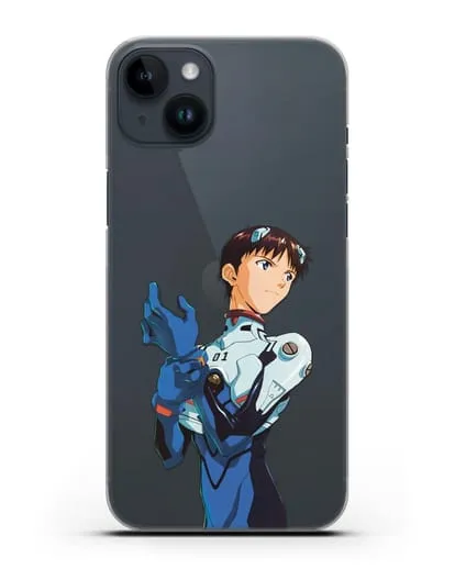 Чехол аниме Евангелион - Синдзи силиконовый для iPhone 14 Plus