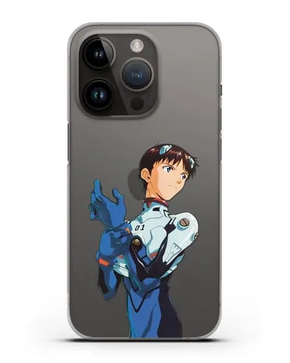 Чехол аниме Евангелион - Синдзи силиконовый для iPhone 14 Pro
