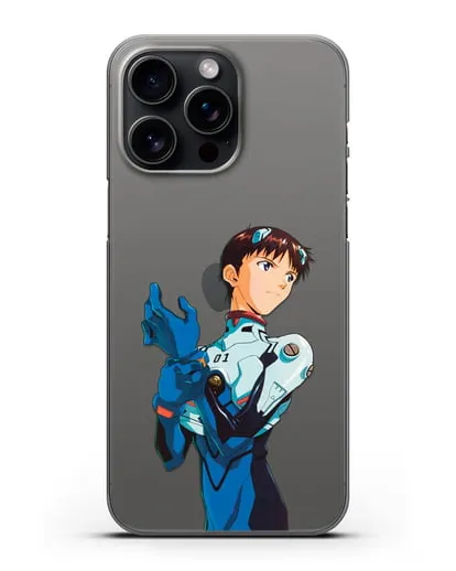 Чехол аниме Евангелион - Синдзи силиконовый для iPhone 15 Pro Max