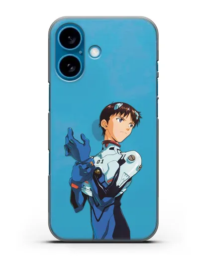 Чехол аниме Евангелион - Синдзи силиконовый для iPhone 16