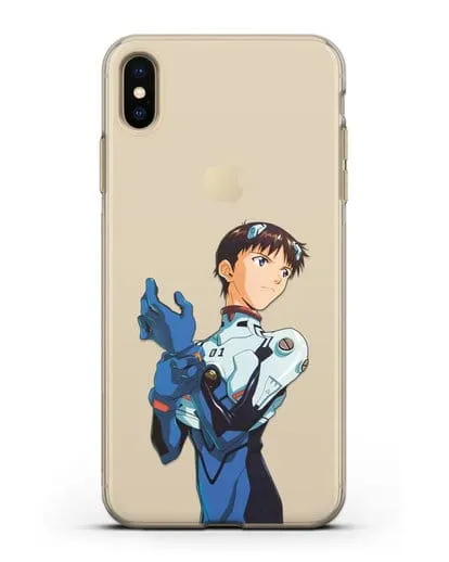 Чехол аниме Евангелион - Синдзи силиконовый для iPhone XS Max
