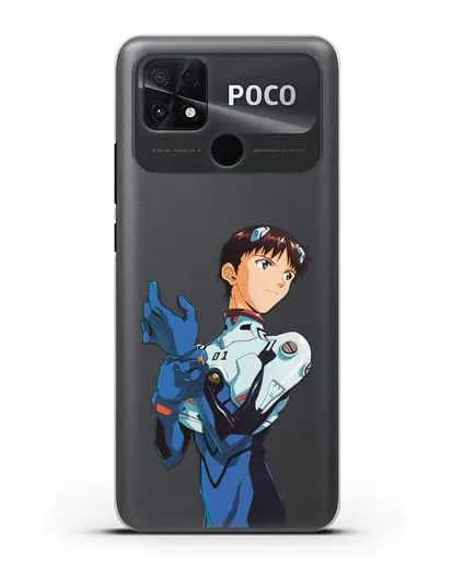 Чехол аниме Евангелион - Синдзи силиконовый для Xiaomi Poco C40