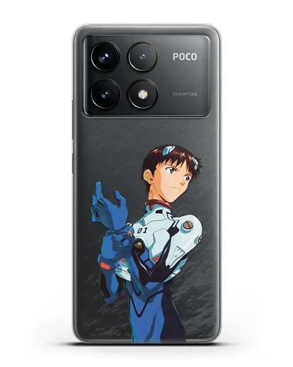 Чехол аниме Евангелион - Синдзи силиконовый для Xiaomi Poco F6 Pro
