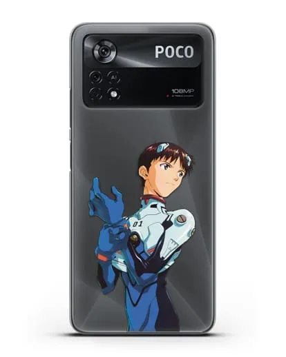 Чехол аниме Евангелион - Синдзи силиконовый для Xiaomi Poco X4 Pro