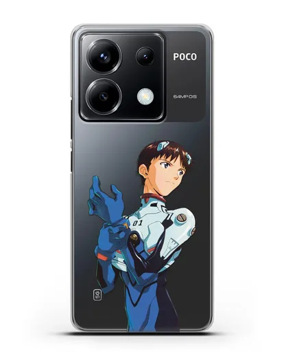 Чехол аниме Евангелион - Синдзи силиконовый для Xiaomi Poco X6