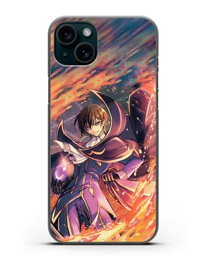 Чехол аниме Код Гиас - Лелуш в огне силиконовый для iPhone 15 Plus