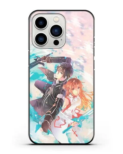 Чехол аниме Мастера меча онлайн - Кирито и Асуна силиконовый для iPhone 13 Pro
