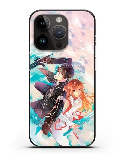 Чехол аниме Мастера меча онлайн - Кирито и Асуна силиконовый для iPhone 14 Pro