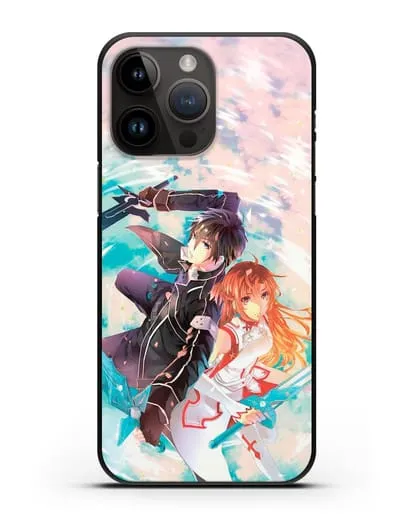 Чехол аниме Мастера меча онлайн - Кирито и Асуна силиконовый для iPhone 14 Pro Max