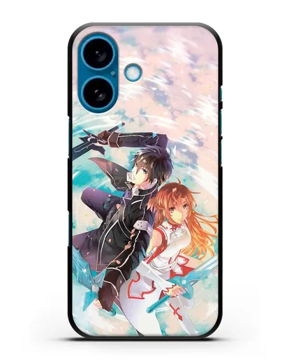 Чехол аниме Мастера меча онлайн - Кирито и Асуна силиконовый для iPhone 16
