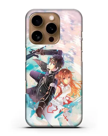 Чехол аниме Мастера меча онлайн - Кирито и Асуна силиконовый для iPhone 16 Pro