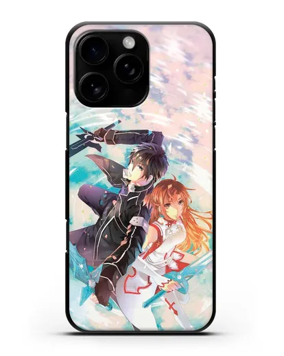 Чехол аниме Мастера меча онлайн - Кирито и Асуна силиконовый для iPhone 16 Pro Max