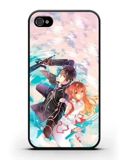 Чехол аниме Мастера меча онлайн - Кирито и Асуна силиконовый для iPhone 4/4s