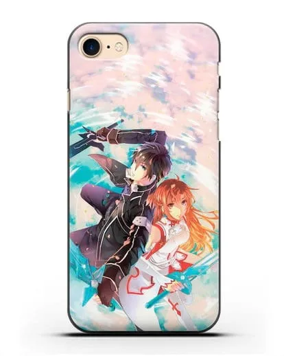 Чехол аниме Мастера меча онлайн - Кирито и Асуна силиконовый для iPhone 8