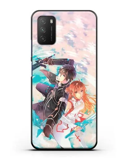 Чехол аниме Мастера меча онлайн - Кирито и Асуна силиконовый для Xiaomi Poco M3
