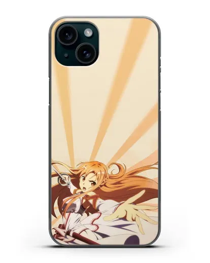 Чехол аниме Мастера меча онлайн - Фехтовальщица Асуна силиконовый для iPhone 15 Plus