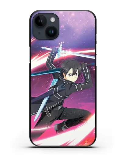 Чехол аниме Мастера меча онлайн - Кирито в бою силиконовый для iPhone 14 Plus