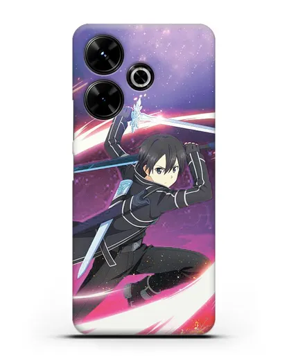Чехол аниме Мастера меча онлайн - Кирито в бою силиконовый для Xiaomi Poco M6