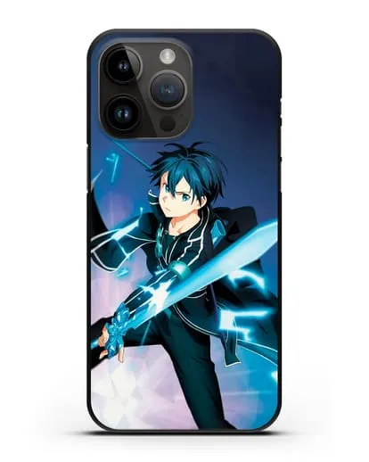 Чехол аниме Мастера меча онлайн - Черный мечник Кирито силиконовый для iPhone 14 Pro Max
