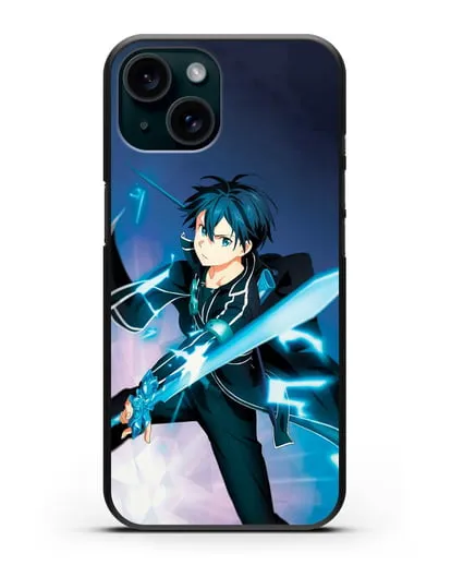 Чехол аниме Мастера меча онлайн - Черный мечник Кирито силиконовый для iPhone 15
