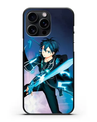 Чехол аниме Мастера меча онлайн - Черный мечник Кирито силиконовый для iPhone 15 Pro Max