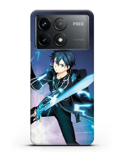Чехол аниме Мастера меча онлайн - Черный мечник Кирито силиконовый для Xiaomi Poco F6 Pro