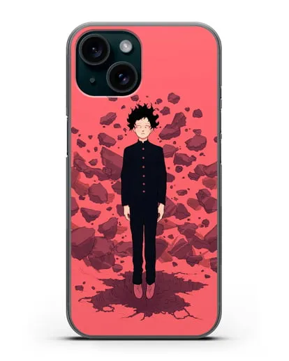 Чехол аниме Моб психо 100 - Телекинез Моба силиконовый для iPhone 15