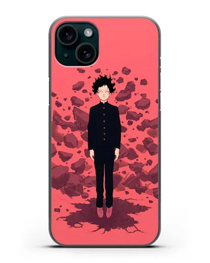 Чехол аниме Моб психо 100 - Телекинез Моба силиконовый для iPhone 15 Plus