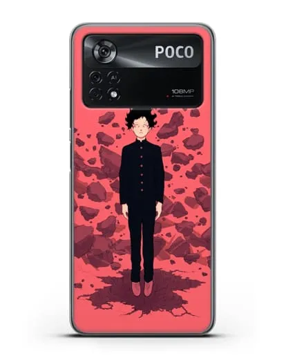 Чехол аниме Моб психо 100 - Телекинез Моба силиконовый для Xiaomi Poco X4 Pro