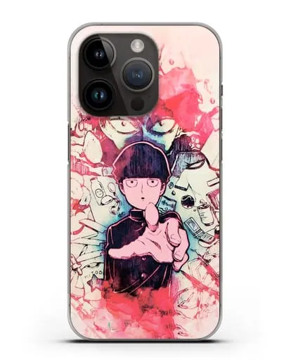 Чехол аниме Моб психо 100 - Моб-эспер силиконовый для iPhone 14 Pro