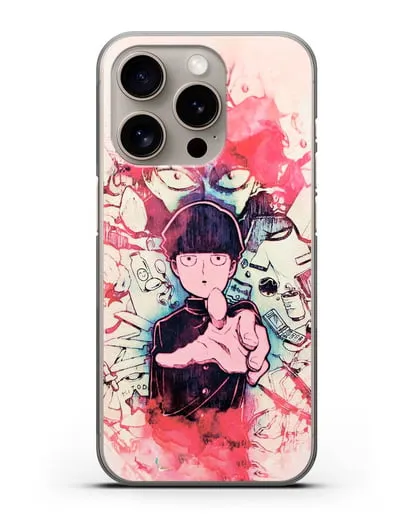 Чехол аниме Моб психо 100 - Моб-эспер силиконовый для iPhone 15 Pro