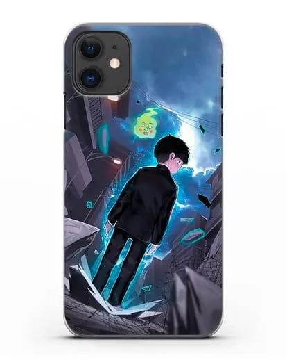 Чехол аниме Моб психо 100 - Моб и Ямочки силиконовый для iPhone 11