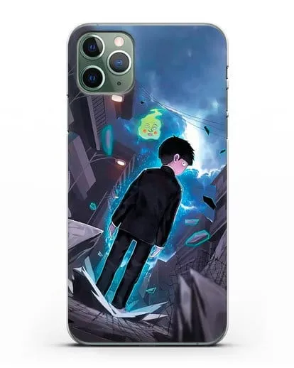 Чехол аниме Моб психо 100 - Моб и Ямочки силиконовый для iPhone 11 Pro Max