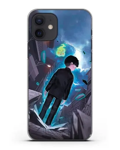 Чехол аниме Моб психо 100 - Моб и Ямочки силиконовый для iPhone 12
