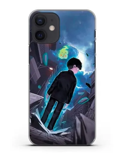 Чехол аниме Моб психо 100 - Моб и Ямочки силиконовый для iPhone 12 mini