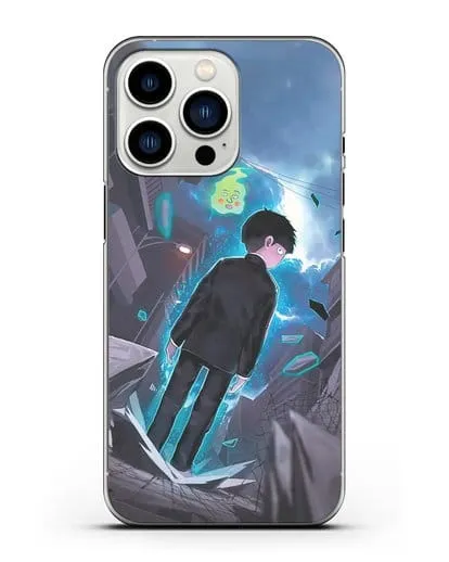 Чехол аниме Моб психо 100 - Моб и Ямочки силиконовый для iPhone 13 Pro