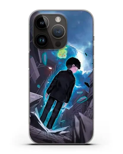 Чехол аниме Моб психо 100 - Моб и Ямочки силиконовый для iPhone 14 Pro