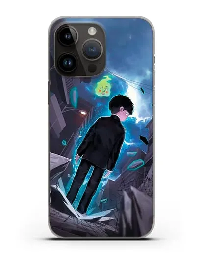 Чехол аниме Моб психо 100 - Моб и Ямочки силиконовый для iPhone 14 Pro Max