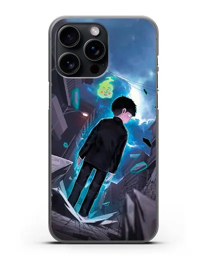 Чехол аниме Моб психо 100 - Моб и Ямочки силиконовый для iPhone 15 Pro Max