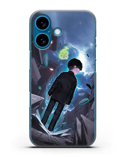 Чехол аниме Моб психо 100 - Моб и Ямочки силиконовый для iPhone 16