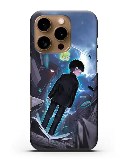 Чехол аниме Моб психо 100 - Моб и Ямочки силиконовый для iPhone 16 Pro