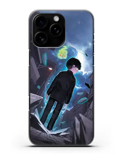 Чехол аниме Моб психо 100 - Моб и Ямочки силиконовый для iPhone 16 Pro Max