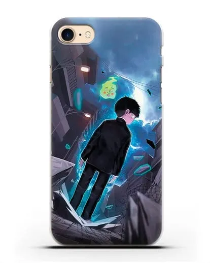 Чехол аниме Моб психо 100 - Моб и Ямочки силиконовый для iPhone 8