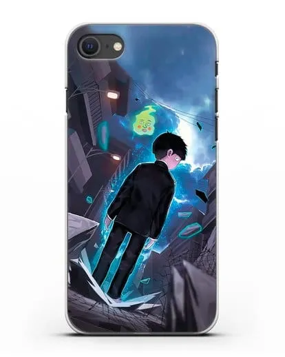 Чехол аниме Моб психо 100 - Моб и Ямочки силиконовый для iPhone SE 2020