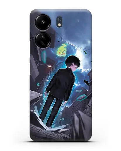 Чехол аниме Моб психо 100 - Моб и Ямочки силиконовый для Xiaomi Poco C65