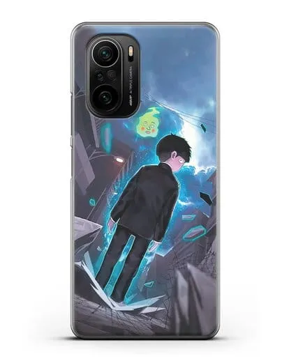 Чехол аниме Моб психо 100 - Моб и Ямочки силиконовый для Xiaomi Poco F3 Pro